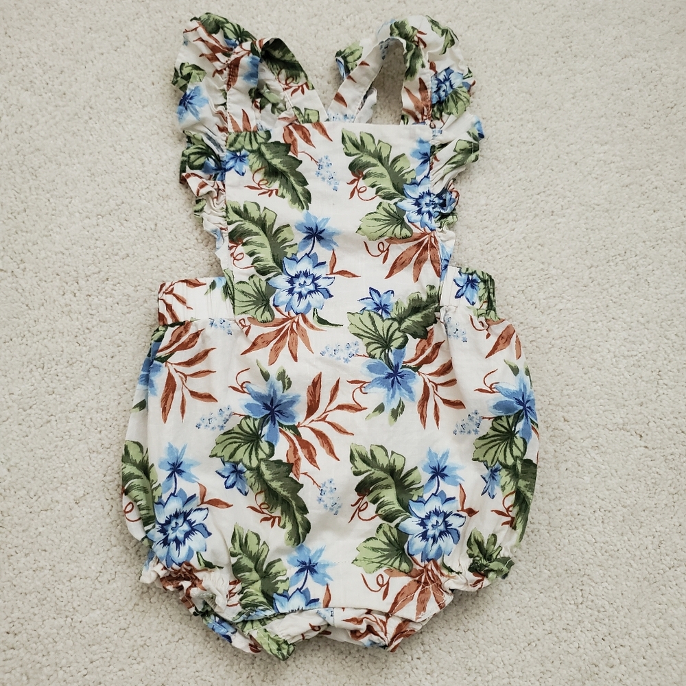 Janie and Jack Baby Girls Tropical Floral Romper Sunsuit sz3-6m